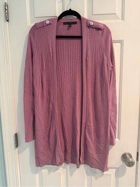 White House Black Market Open-Front Ribbed Cardigan - Mauve Pink